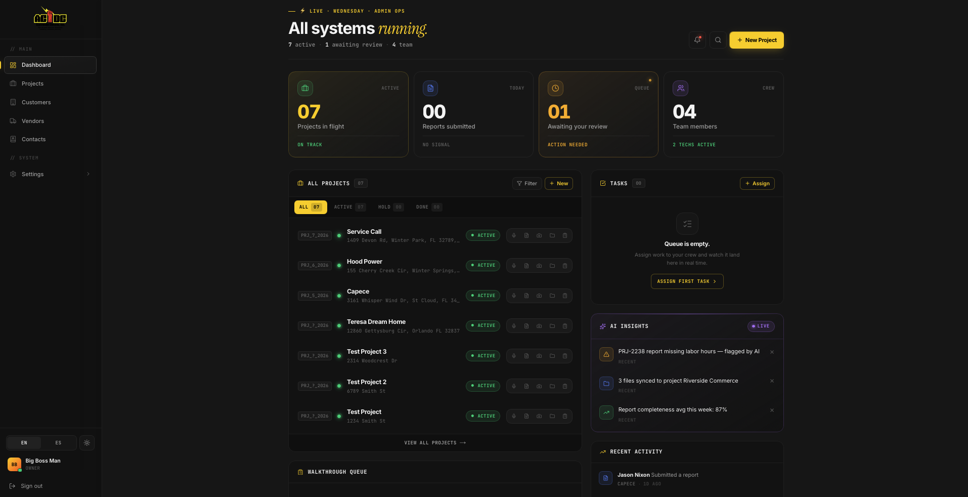 FieldOps dashboard
